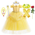 Disney Princess Belle Dress for Girl Kid Beauty and The Beast Fancy Tulle Cosplay Costume Halloween Chrismtas Party Clothing - ALPHA SHOP