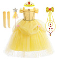 Disney Princess Belle Dress for Girl Kid Beauty and The Beast Fancy Tulle Cosplay Costume Halloween Chrismtas Party Clothing - ALPHA SHOP