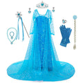 Elsa Cosplay Dress for Girl Party Elza Sequins Fancy Princess Dress UP Cosplay Ball Gown Birthday Carnival Disguise Clothing JYF - ALPHA SHOP