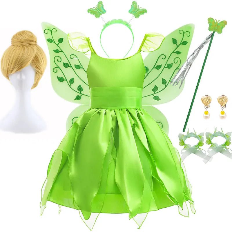 Forest Elf Photography Girls Fairy Green Costume Carnival Tinker Belle Cosplay Child Birthday Party Clothes Purim Pixie Apparel - ALPHA SHOP