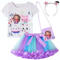 Gabby Dollhouse Girl Set Children's Cosplay Costume Sets Summer Cats - Tastic Tops+Skirt+Bag 3 - Piece Suit - ALPHA SHOP