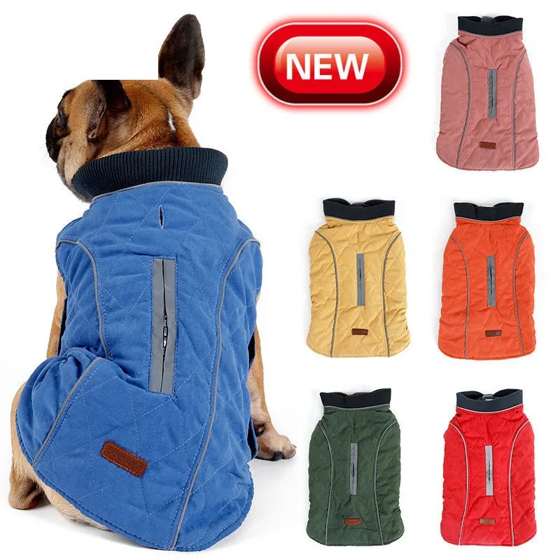 High Quality Dog clothes Quilted Dog Coat Pet Warm Jacket Vest New Big Dog Retro Cozy Thick Vest Clothing 6 Colors - ALPHA SHOP